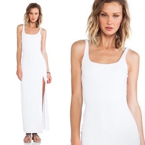 Susana Monaco Phoebe scoop neck high slit white maxi dress xs 0 NWOT